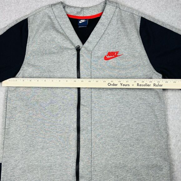 Nike AV-15 Jersey Mens L Gray Full Zip V-Neck Fleece Baseball Style Y2K Sporty - Picture 7 of 15